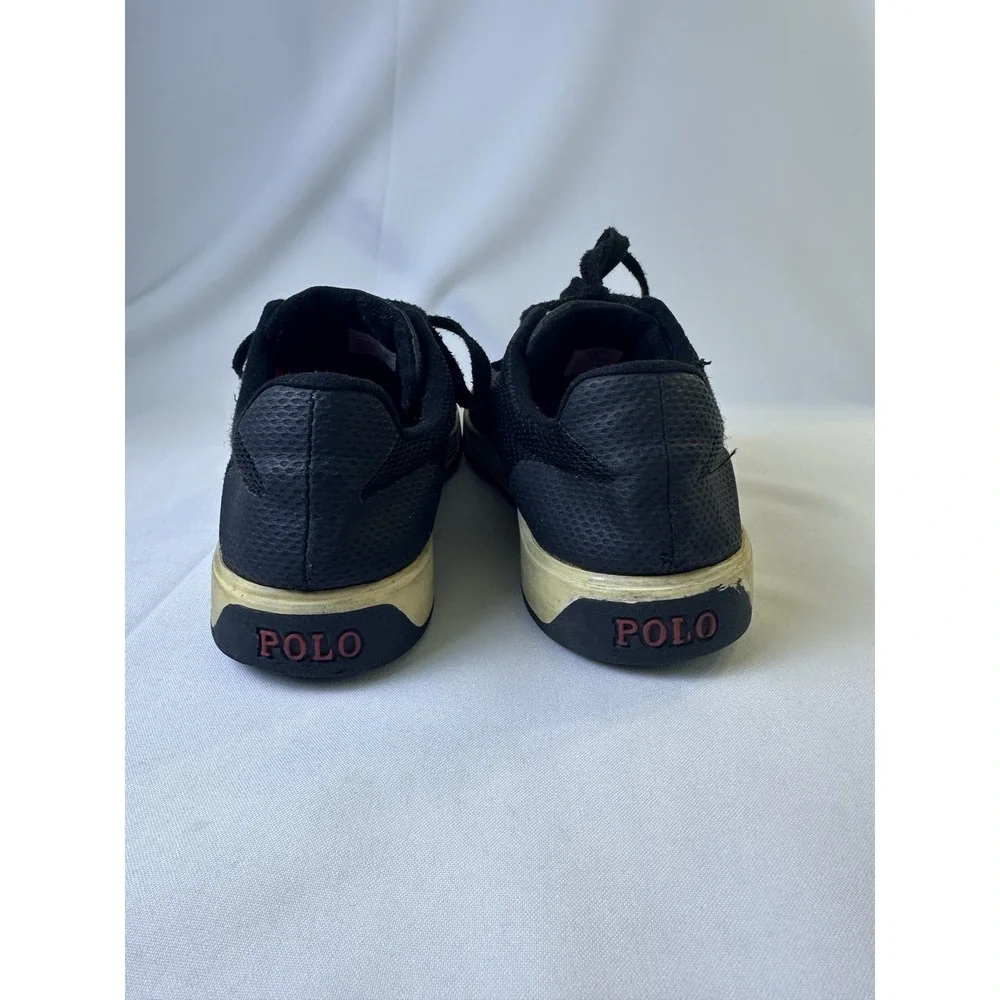 Polo Ralph Lauren Sneakers Black Hellidon Men's Sz 9.5 D Canvas‎ Pony Shoes